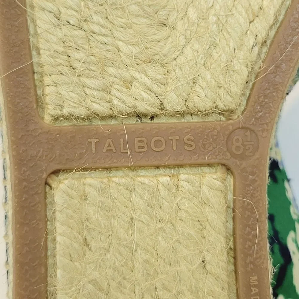 Talbots Izzy Butterfly Garden Knot Detail Sateen Espadrille Flats Shoe Size 8.5